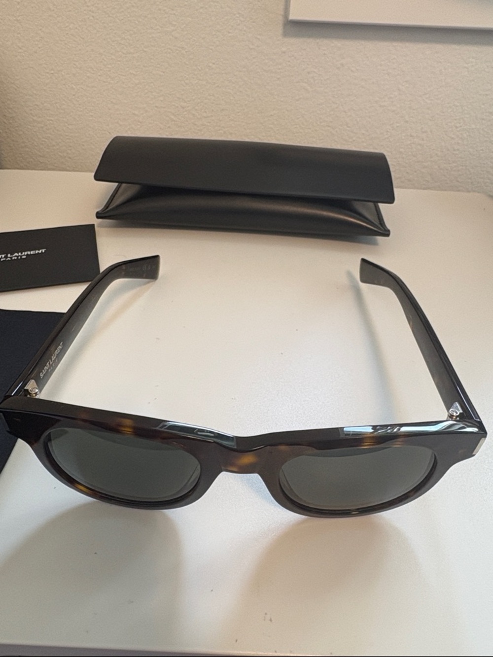 NWT [Saint Laurent] SL 571 Square Brown/Black Tortoise Acetate Luxury Sunglasses - Picture 6 of 12